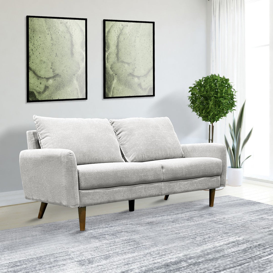 Willey 3-Seater Stationary Sofa In Fabric Upholstery - Light Grey