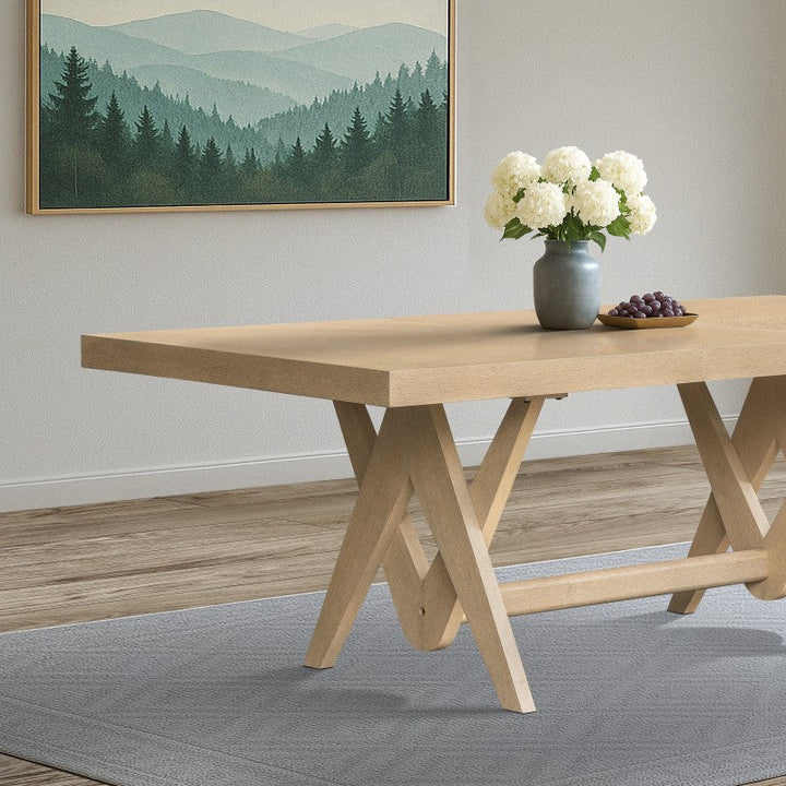 Zonik Solid Wooden Oak Dining Table With Extension Leaf