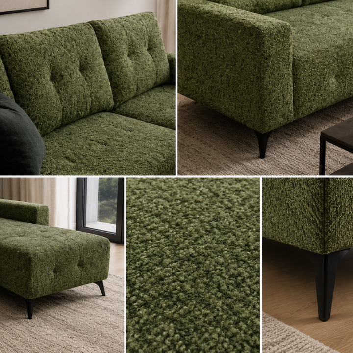 Waugh Green Sectional Sofa Bed With Chaise Lounge | Avaiable In LHF/ RHF Configuration