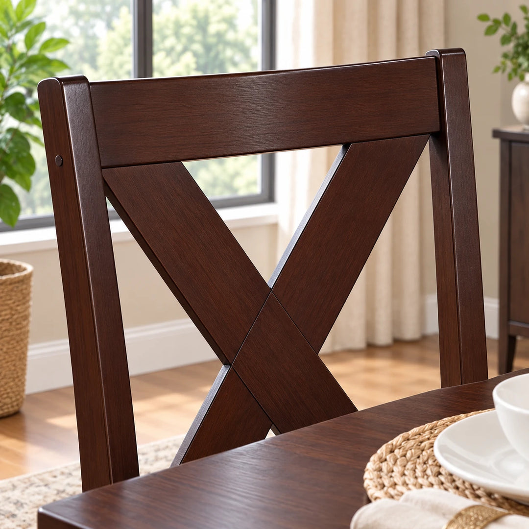 Chisley Espresso 5-Piece Dining Table Set With PU Upholstered Chairs