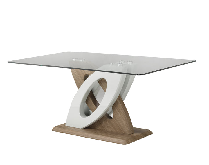 Modern Design Dining Table with Double Pedestals - Multi Toned
