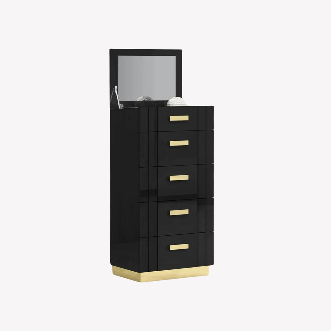 Jedd 5-Drawers Storage Chest With Appealing Black Finish