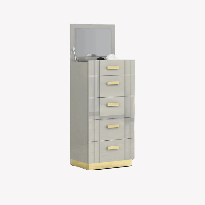Jedd 5-Drawers Storage Chest With Appealing Grey Finish