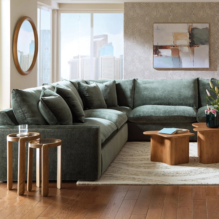 78001S1 Carriage View 3-Piece Sectional Sofa In Fabric Upholstery - Jade | Benchcraft By Ashley