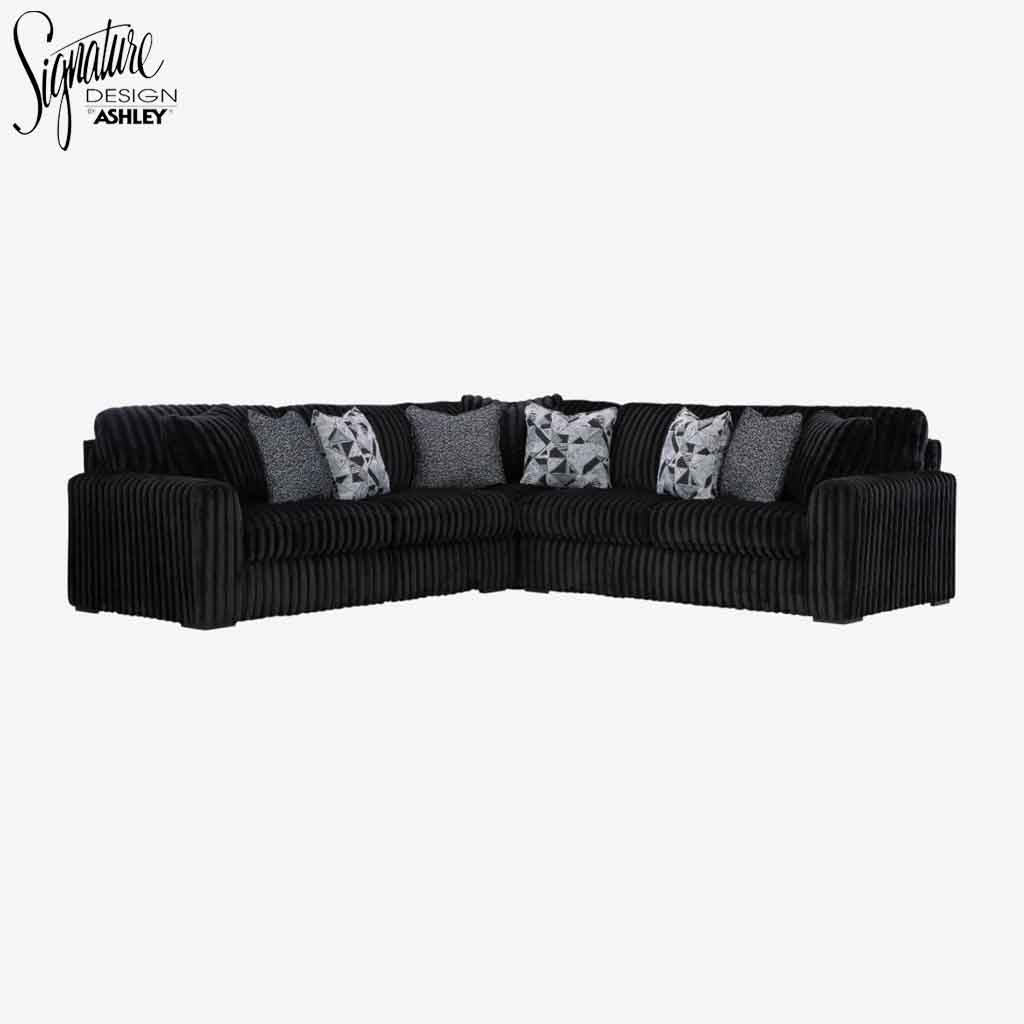 98103S6 Midnight-madness 3-Piece Sectional Sofa In Fabric Upholstery - Onyx | Signature Design By Ashley