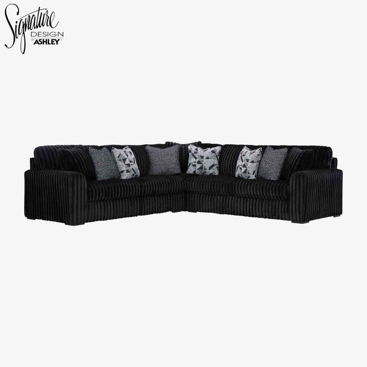98103S6 Midnight-madness 3-Piece Sectional Sofa In Fabric Upholstery - Onyx | Signature Design By Ashley