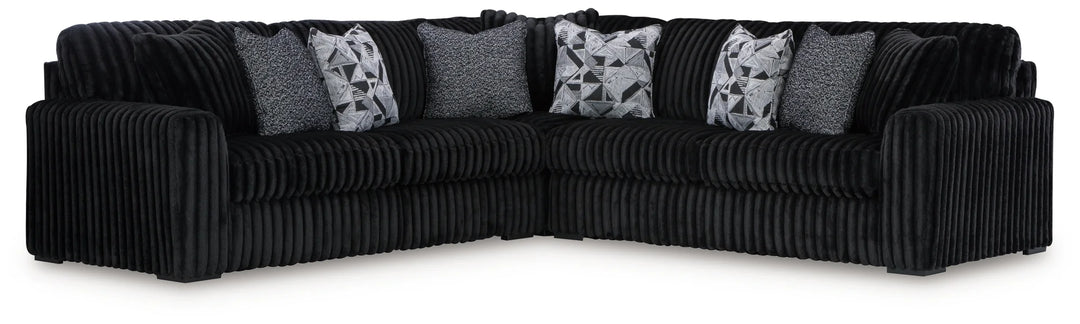 98103S6 Midnight-madness 3-Piece Sectional Sofa In Fabric Upholstery - Onyx | Signature Design By Ashley