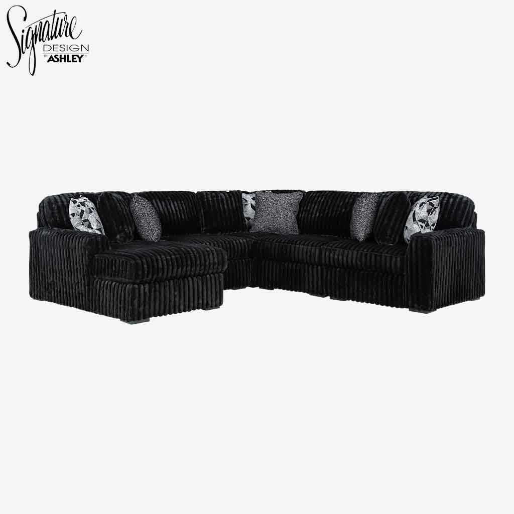 Midnight-madness 6-Piece Fabric Sectional Sofa With Chaise - Onyx - Front View