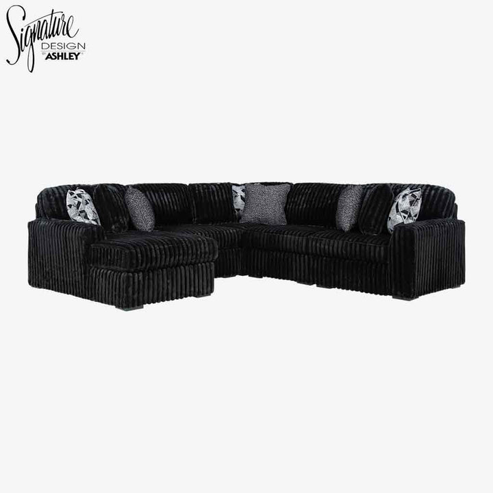 Midnight-madness 6-Piece Fabric Sectional Sofa With Chaise - Onyx - Front View