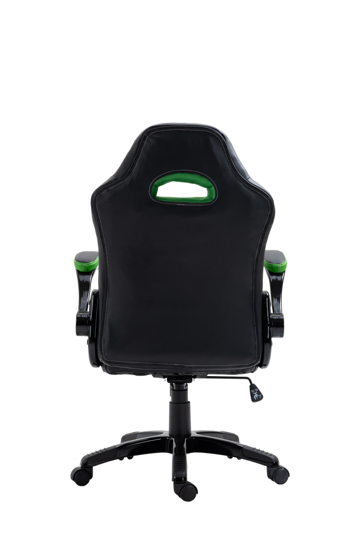 Gaming Chair - Black/Green | Lumbar Support, Adjustable Armrests & Stylish Faux Leather Upholstery