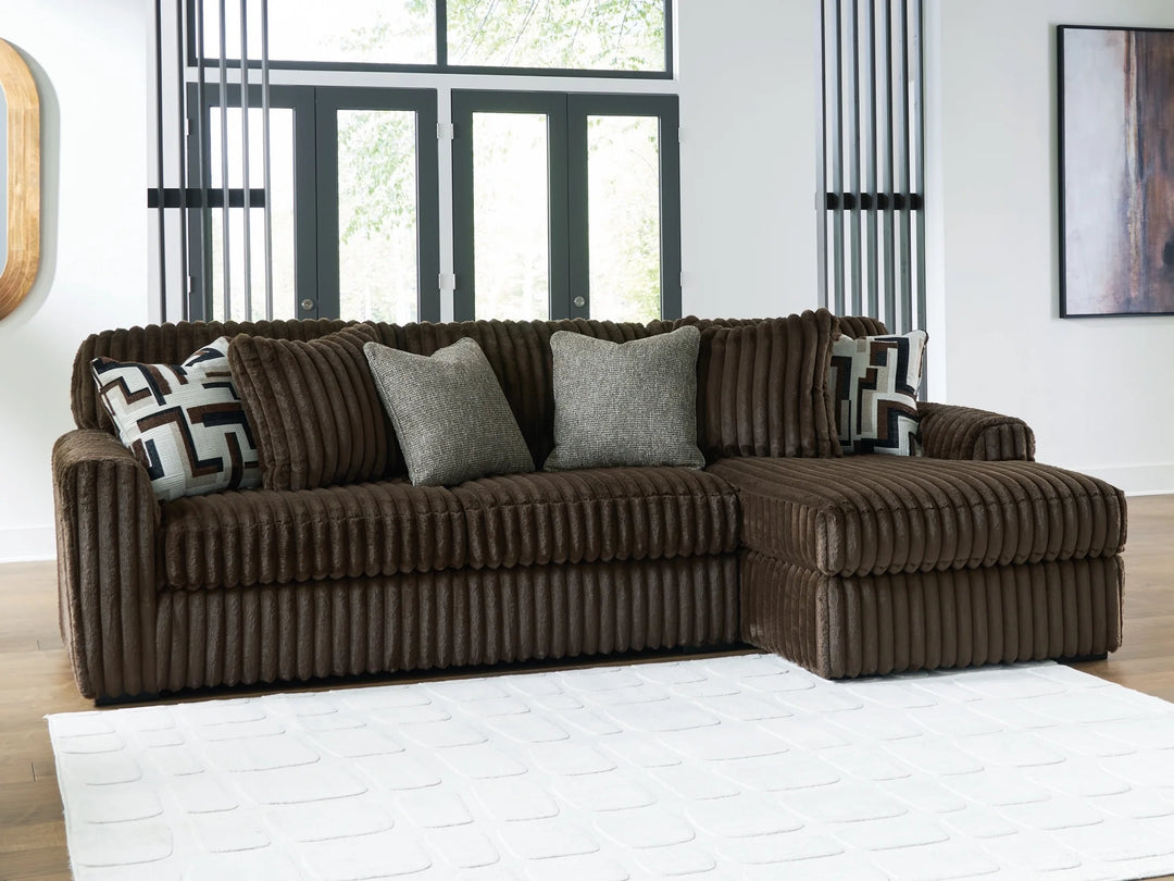 Midnight-madness 2-Piece Fabric Upholstered Sectional Sofa With Chaise - Chocolate | Signature Design By Ashley