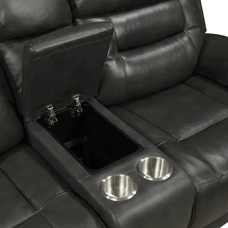 Sublime 3-Piece Manual Recliner Set In Air Leather Upholstery - Charcoal