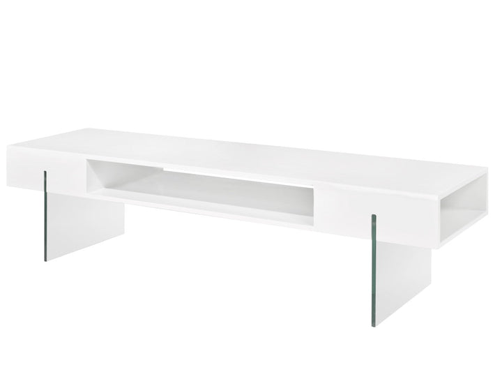 Pearl Sleek TV Stand With Tempered Glass Frame - White