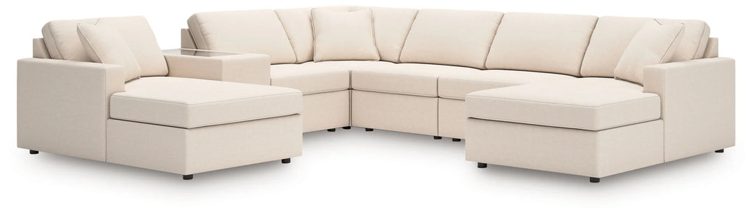 92103S54 Modmax 7-Piece Fabric Sectional Sofa With Dual Chaise &amp; Storage Console - Oyster | Signature Design By Ashley
