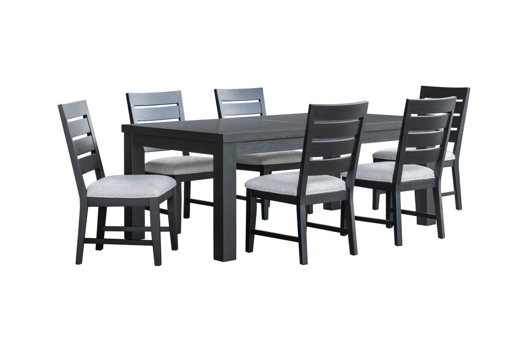 Cassa 7-Piece Black Dining Table Set With Extension Leaf