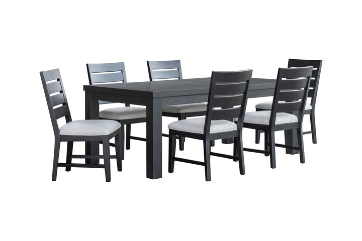 Cassa 7-Piece Black Dining Table Set With Extension Leaf