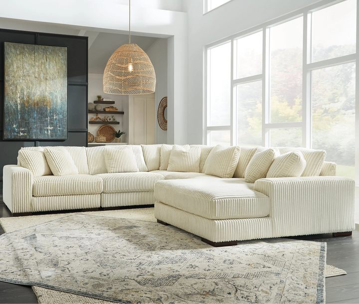 21104S7 Lindyn 5-Piece RAF Sectional Sofa in Fabric Upholstery - Ivory | Signature Design by Ashley