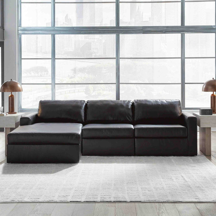 Modmax II 3-Piece Leather Upholstered Sectional Sofa With Corner Chaise - Black | Signature Design By Ashley