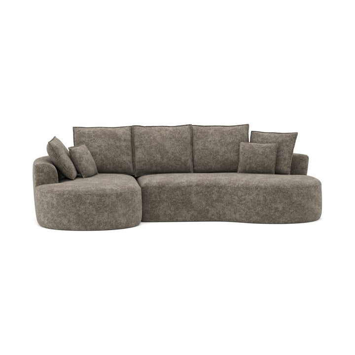 Miar Brown L-Shaped Sectional Sofa In Fabric Upholstery With Chaise