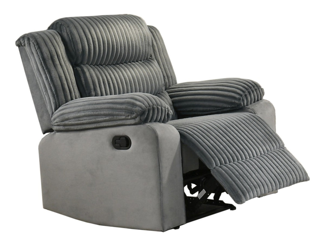 Nathan Grey Manual Recliner Chair In Fabric Upholstery