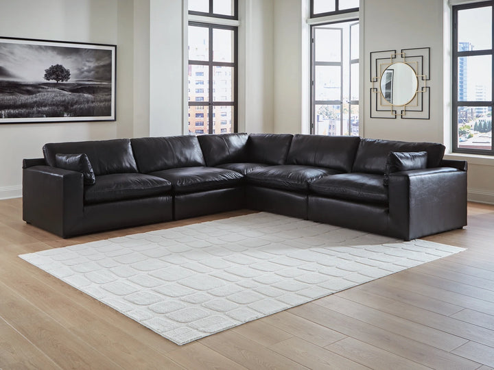 30902S4 Emilia 5-Piece Sectional Sofa In Leather Upholstery - Black | Signature Design By Ashley