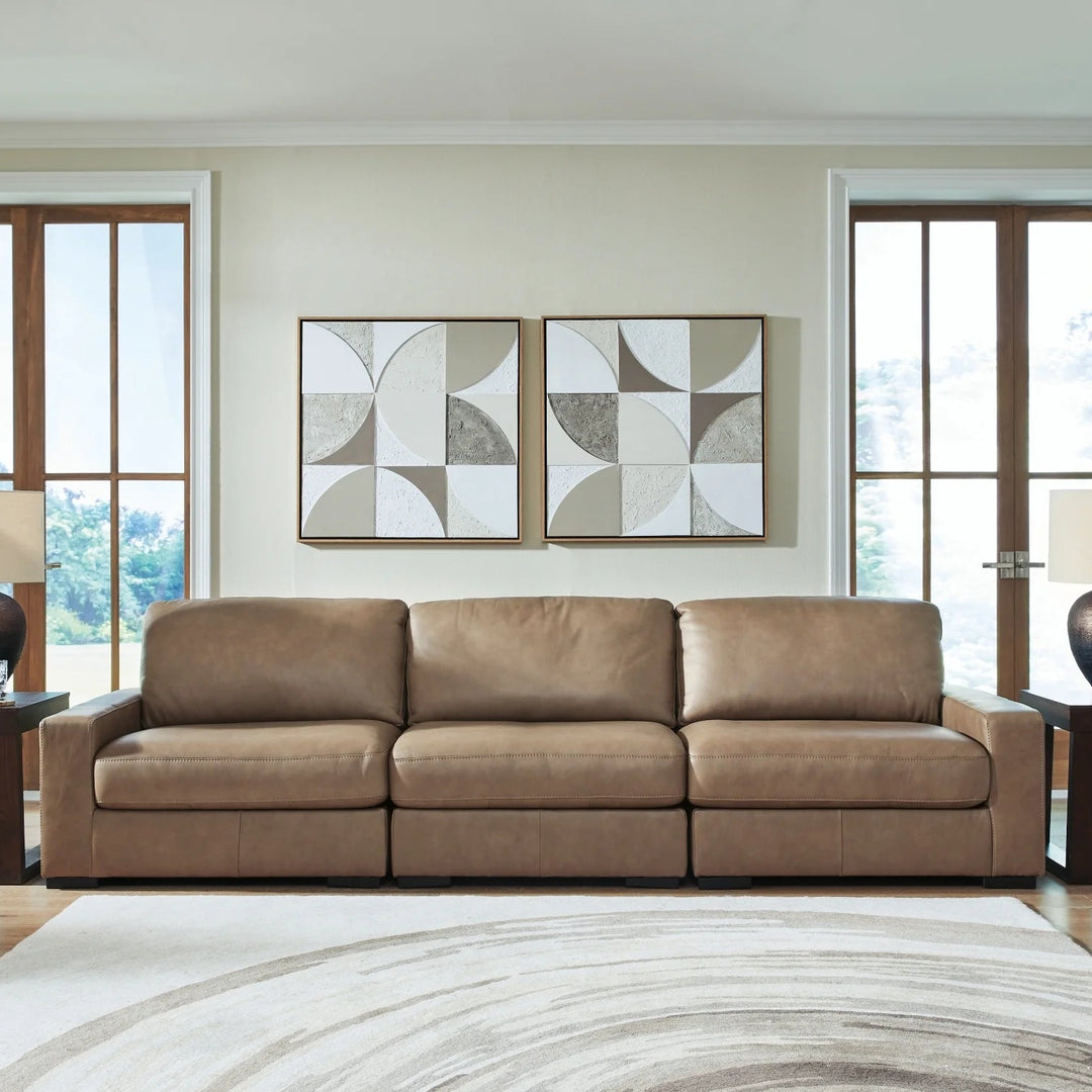 76106S2 Veronella 3-Piece Sofa In Leather Upholstery - Sahara | Benchcraft By Ashley