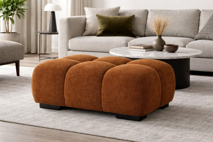 Wise Fabric Upholstered Rust Bubble Accent Ottoman