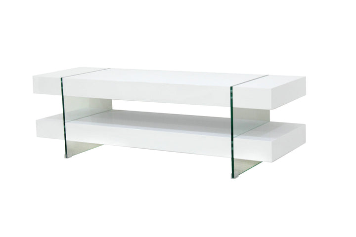 Lucid Timeless TV Stand With Tempered Glass Frame - White