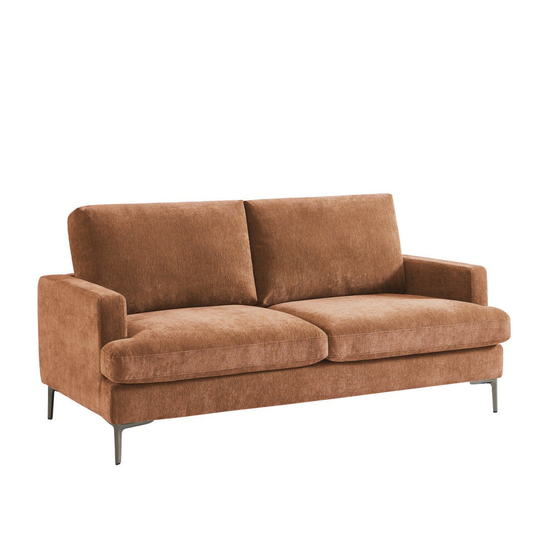 Wenda 3-Seater Fabric Upholstered Stationary Sofa - TERRACOTTA