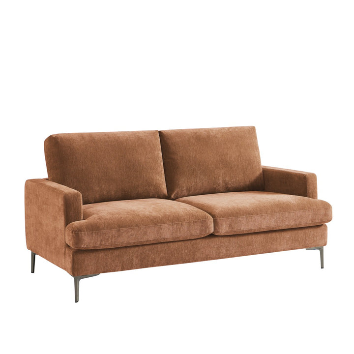 Wenda 3-Seater Fabric Upholstered Stationary Sofa - TERRACOTTA