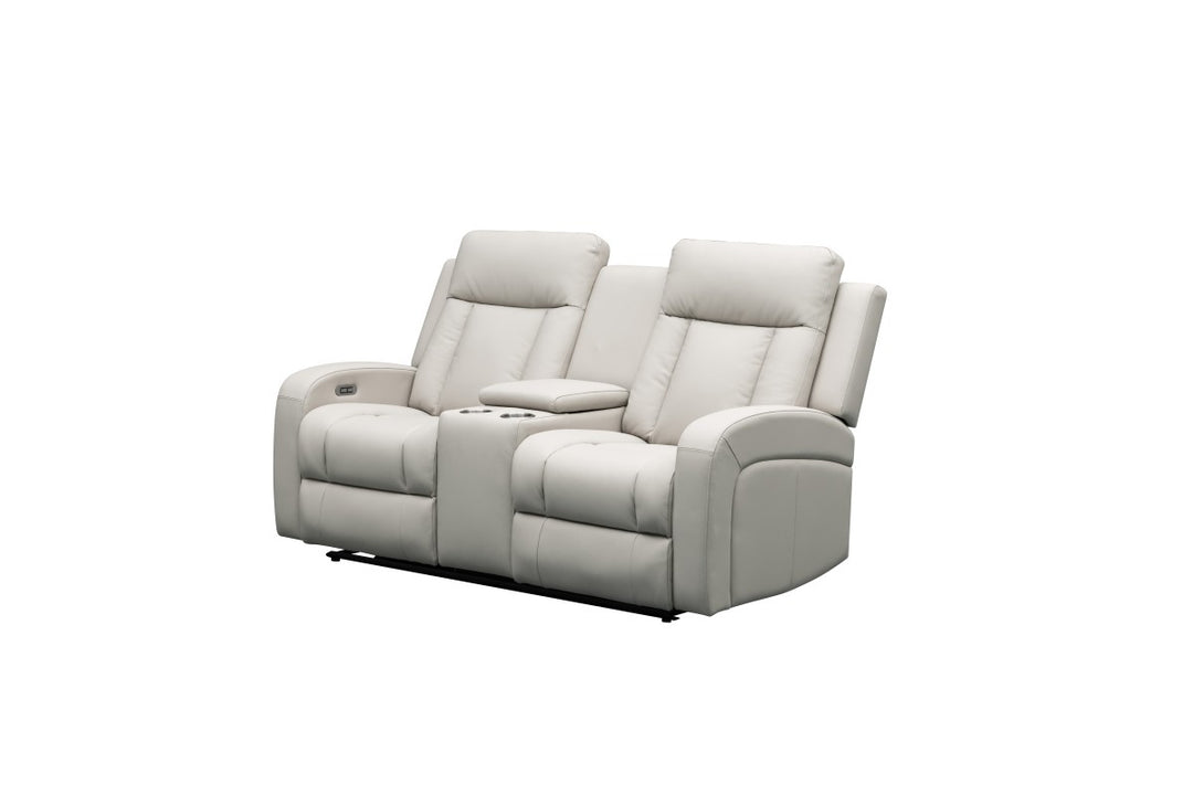 Sudex Beige Power Recliner Loveseat in Top Grain Leather