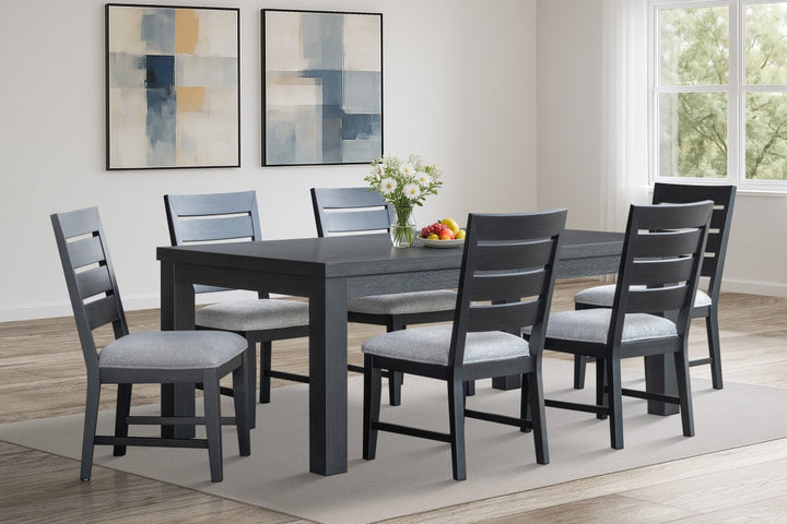 Cassa 7-Piece Black Dining Table Set With Extension Leaf