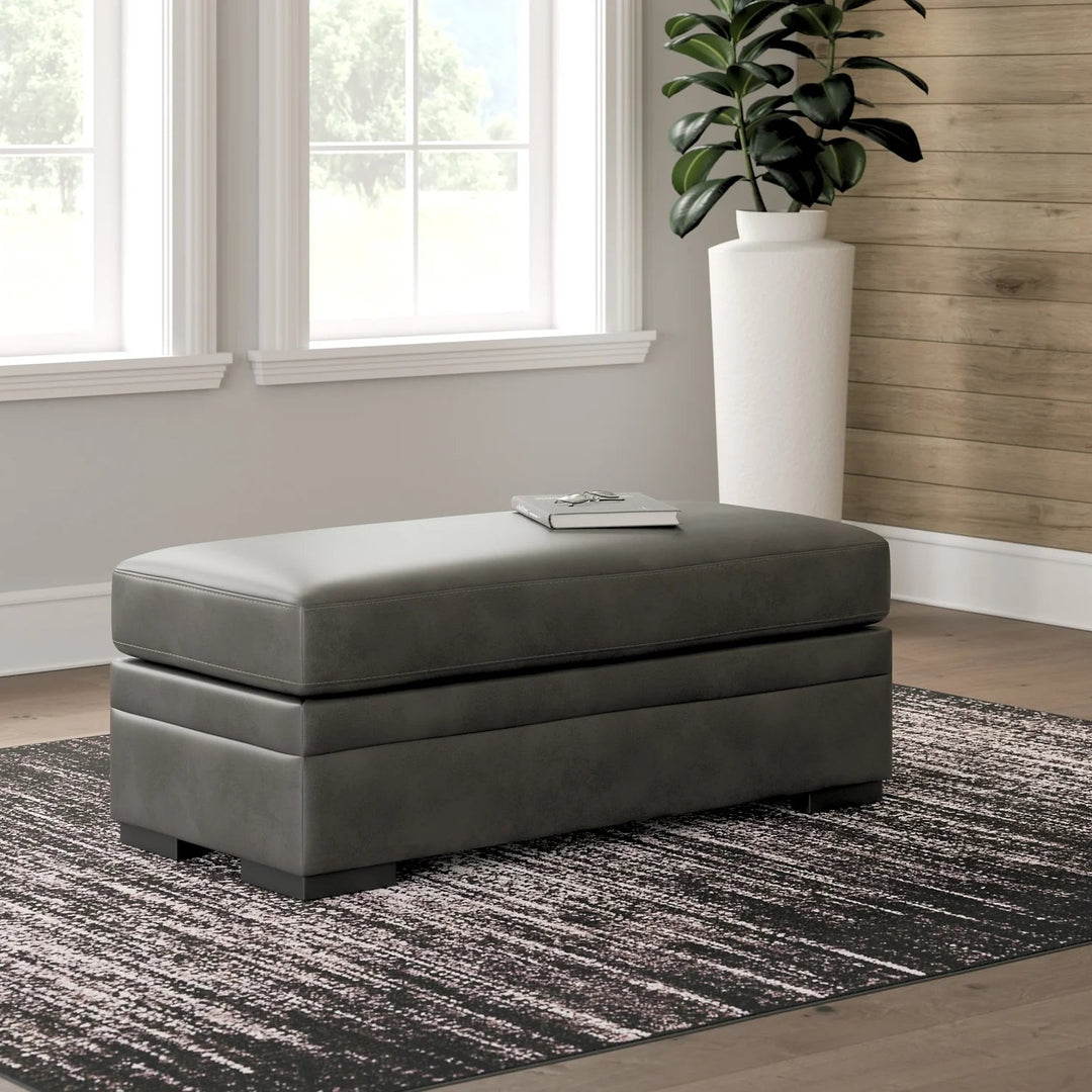PC6161008 Lofton-Pike Oversized Accent Ottoman In Leather Upholstery - Shadow | Signature Design By Ashley