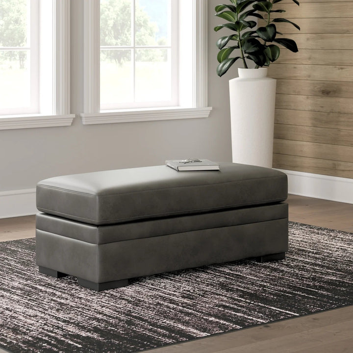 PC6161008 Lofton-Pike Oversized Accent Ottoman In Leather Upholstery - Shadow | Signature Design By Ashley