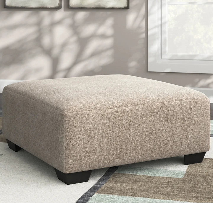 4840408 Newellen Oversized Accent Ottoman In Fabric Upholstery - Hemp | Benchcraft By Ashley