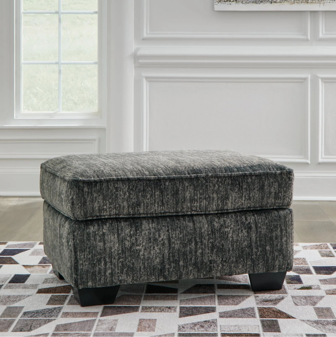 5050414 Lonoke Accent Ottoman In Fabric Upholstery - Gunmetal | Signature Design By Ashley