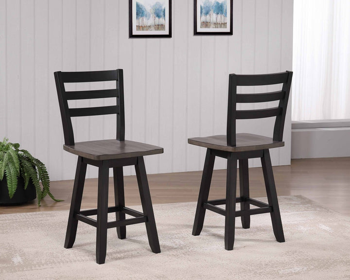 Artega Counter Stool – Set of 2 | Oak & Dark Grey Swivel Stools