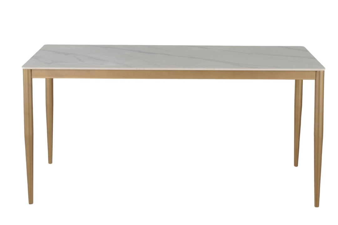 Dizen Metallic Dining Table With Ceramic Top - White/Gold
