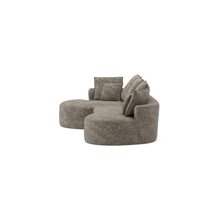 Miar Brown L-Shaped Sectional Sofa In Fabric Upholstery With Chaise
