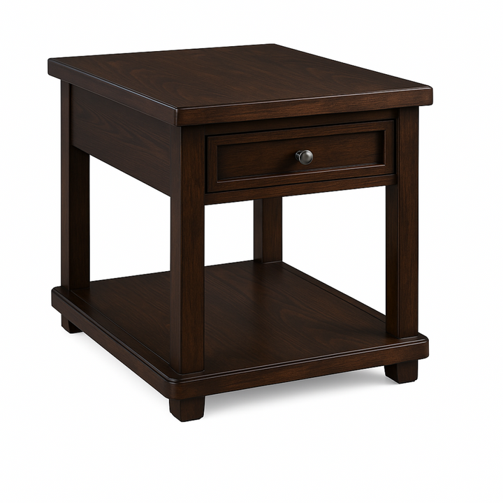 Liso Solid Wooden Espresso Nightstand With Storage Drawer
