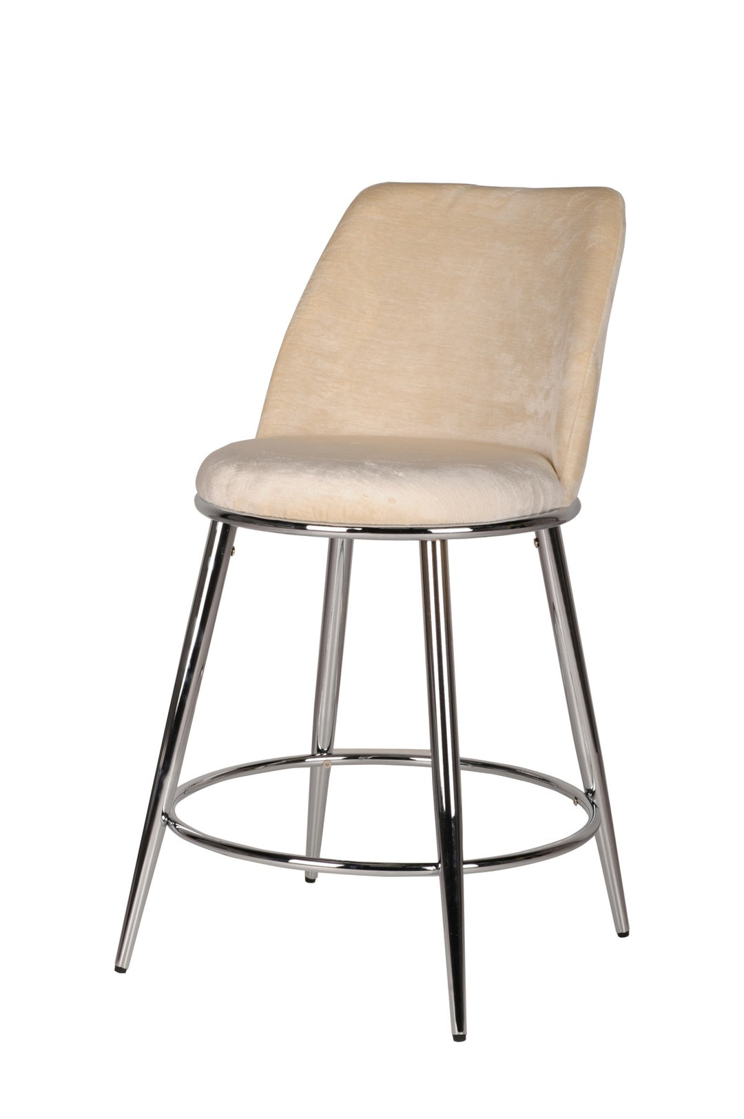 Nova Beige Counter Stool – Set of 2 | Modern Design with Chrome Legs & Footrest