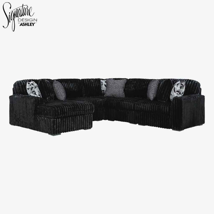 Midnight-madness 5-Piece Fabric Sectional Sofa With Chaise - Onyx | Signature Design By Ashley