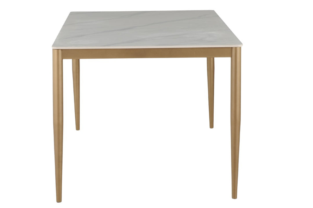 Dizen Metallic Dining Table With Ceramic Top - White/Gold