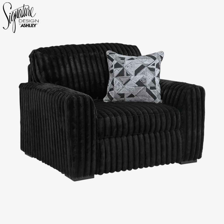 Midnight-madness Oversized Armchair In Fabric Upholstery - Onyx - Front View