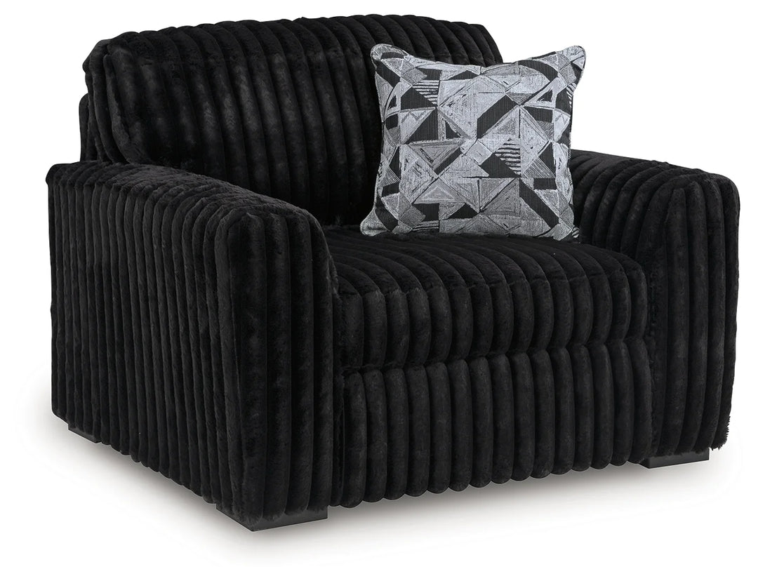 9810323 Midnight-madness Oversized Armchair In Fabric Upholstery - Onyx | Signature Design By Ashley
