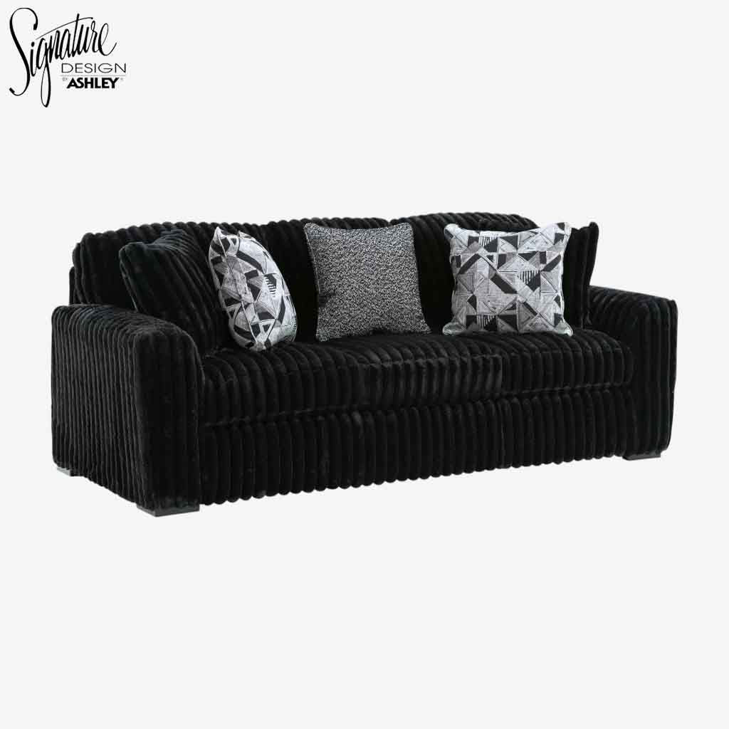 Midnight-madness Stationary Sofa In Fabric Upholstery - Onyx - Front View