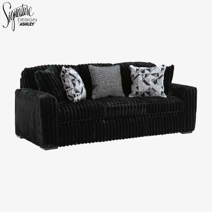 Midnight-madness Stationary Sofa In Fabric Upholstery - Onyx - Front View