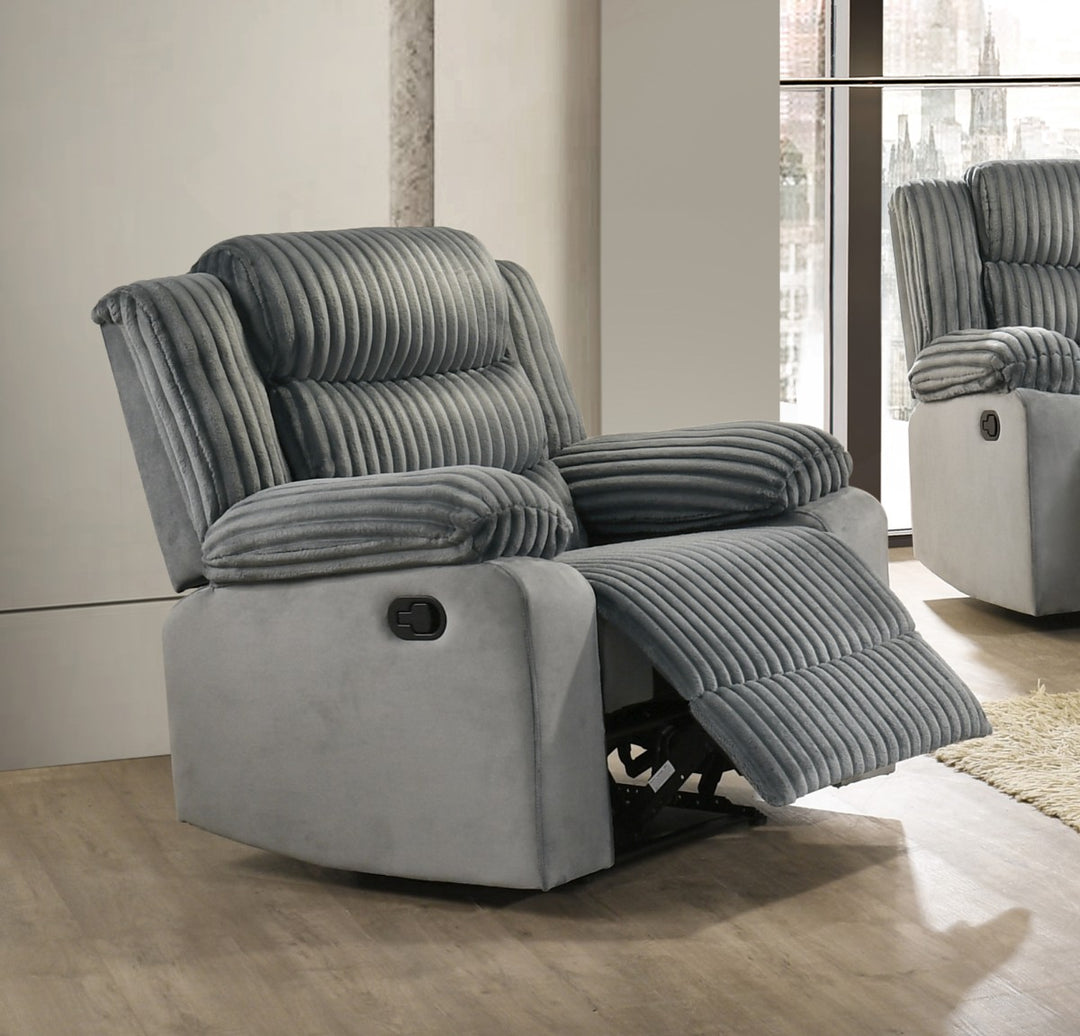 Nathan Grey Manual Recliner Chair In Fabric Upholstery