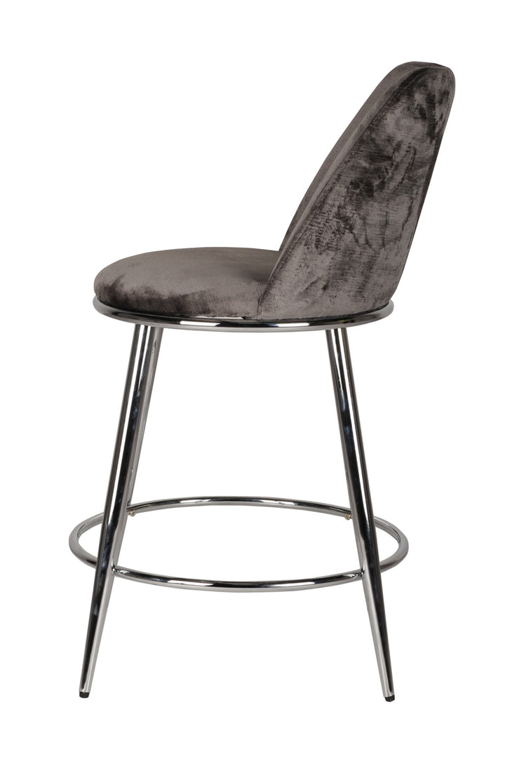 Nova Grey Counter Stool – Set of 2 | Modern Design with Chrome Legs & Footrest