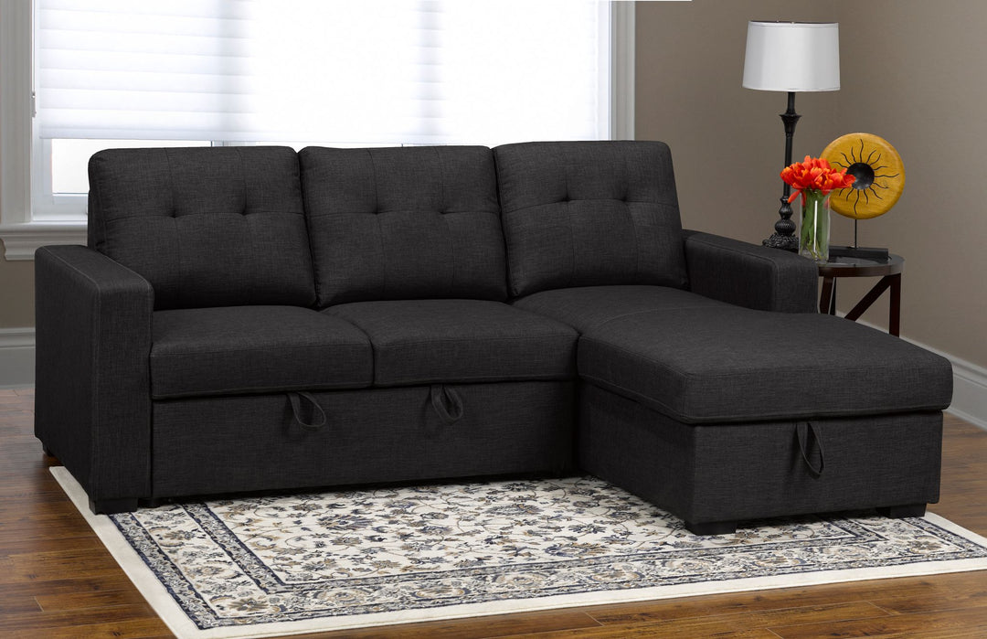 Obrike Fabric Dark Grey Sectional Sofa Bed with Reversible Storage Chaise